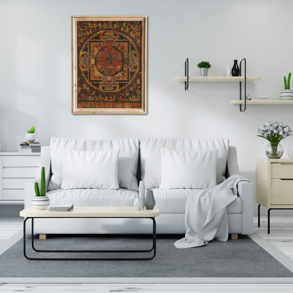 Chakrasamvara Mandala Canvas in White Living Room